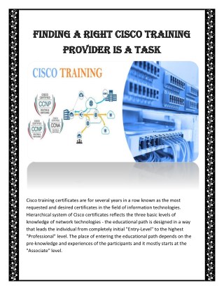 Finding a Right Cisco Training Provider is a Task