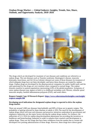 Orphan Drugs Market — Global Industry Insights, Trends, Size, Share, Outlook, and Opportunity Analysis, 2018–2026
