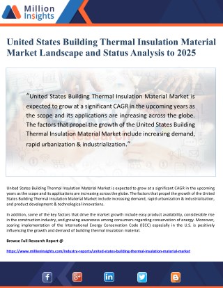 United States Building Thermal Insulation Material Market Landscape and Status Analysis to 2025