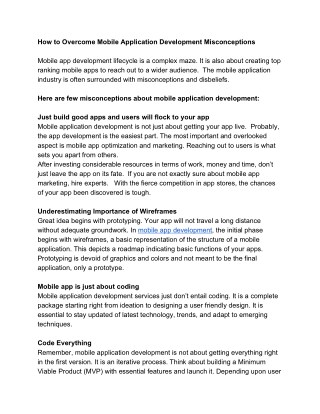How to Overcome Mobile App Development Misconceptions