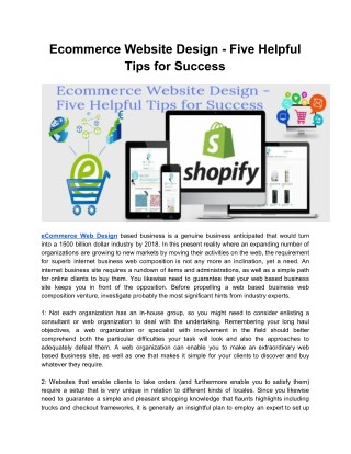 Ecommerce Website Design - Five Helpful Tips for Success