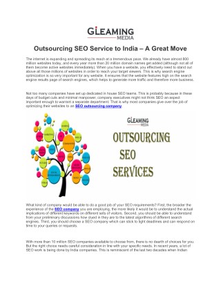 Outsourcing SEO Service to India – A Great Move