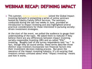 Webinar recap defining impact