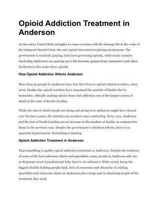 Opioid addiction treatment in anderson