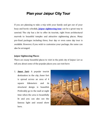 Plan your Jaipur City Tour