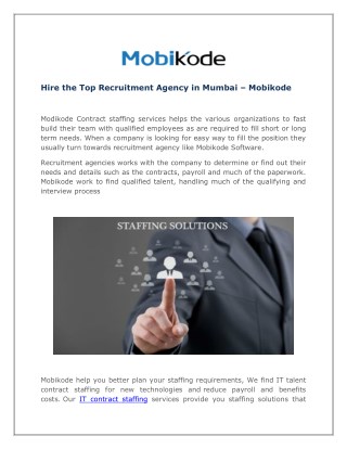 Hire the Top Recruitment Agency in Mumbai – Mobikode