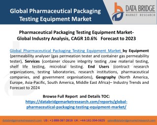 Pharmaceutical Packaging Testing Equipment Market- Global Industry Analysis, CAGR 10.6% Forecast to 2023