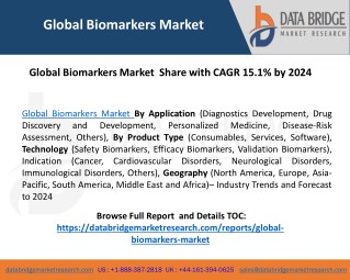 Global Biomarkers Market Share with CAGR 15.1% by 2024