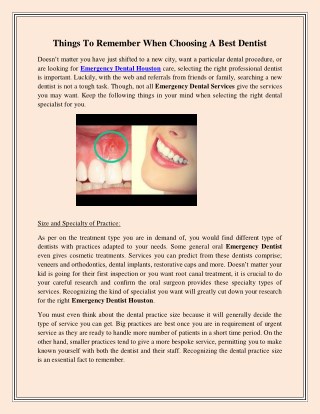 Things To Remember When Choosing A Best Dentist