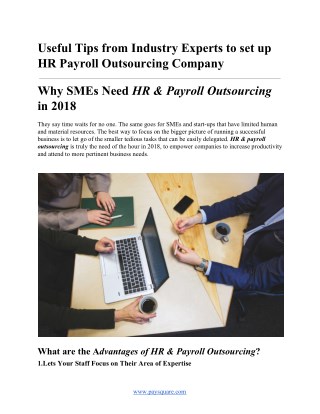 Useful Tips from Industry Experts to set up HR Payroll Outsourcing Company