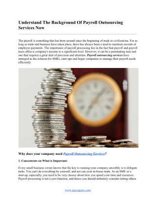 Understand The Background Of Payroll Outsourcing Services Now