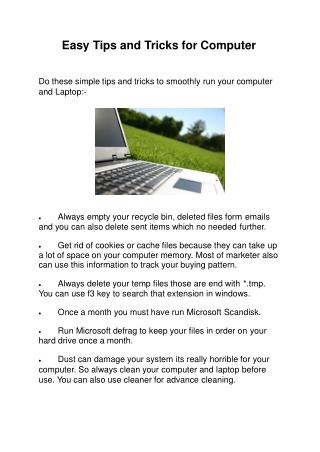 Easy Tips and Tricks for Computer