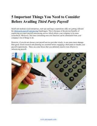 5 Important Things You Need to Consider Before Availing Third Party Payroll
