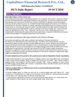 Mcx daily report 19 oct