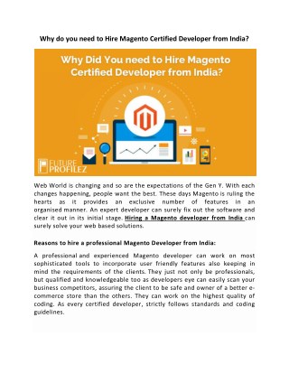 Why Do You need to Hire Magento Certified Developer from India?