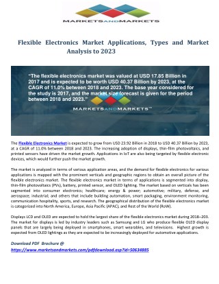 Flexible Electronics Market Applications, Types and Market Analysis to 2023