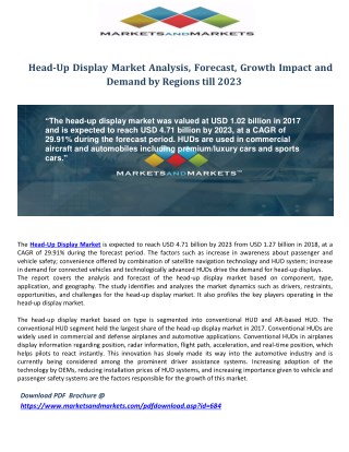 Head-Up Display Market Analysis, Forecast, Growth Impact and Demand by Regions till 2023