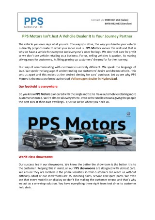 PPS Motors Isn’t Just A Vehcile Dealer It Is Your Journey Partner