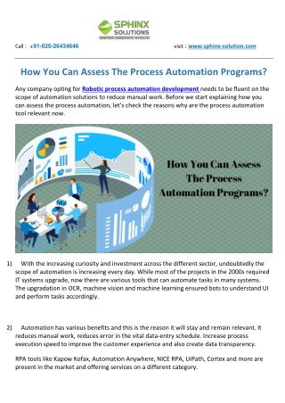 How you can assess the process automation programs