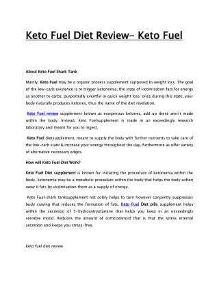Keto Fuel Diet Review- Keto Fuel