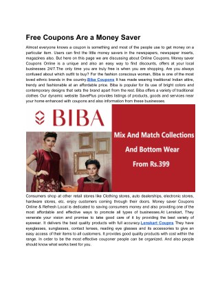 Free Coupons Are a Money Saver