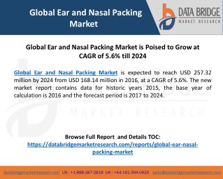 Global Ear and Nasal Packing Market accounted value of 5.6% till 2024