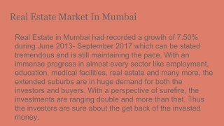 Mumbai Real Estate Market Provides Affordable Segment To Society
