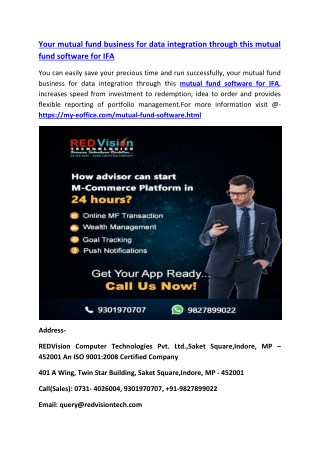 Your mutual fund business for data integration through this mutual fund software for IFA