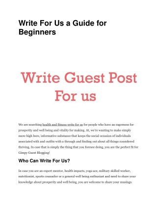 Write For Us a Guide for Beginners