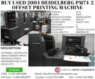 Buy Used 2004 Heidelberg PM74-2 Offset Printing Machine