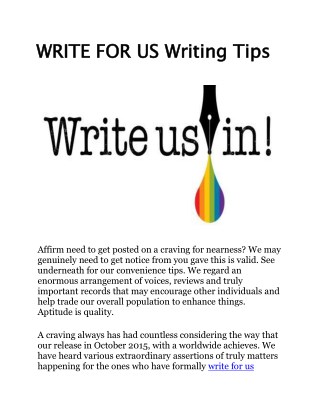 WRITE FOR US Writing Tips