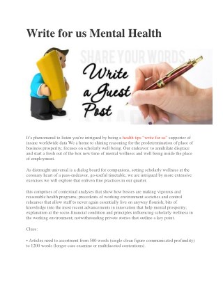 Write for us Mental Health