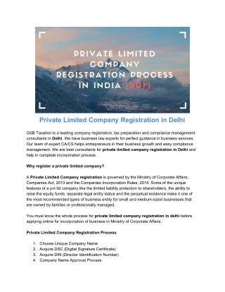 pvt ltd company registration, document, procedure