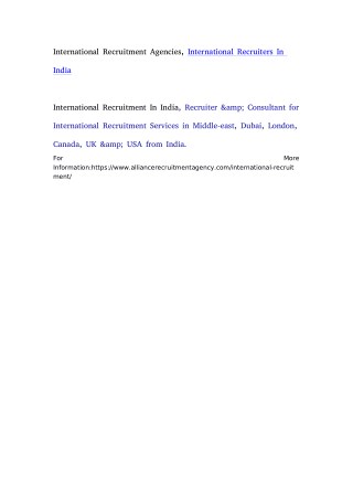 International Recruitment Agencies, International Recruiters In India