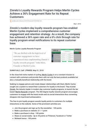 Zinrelo’s Loyalty Rewards Program Helps Merlin Cycles Achieve a 36% Engagement Rate for its Repeat Customers