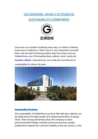 Goldenhome - Nearly 20 Years Of Sustainability Commitment