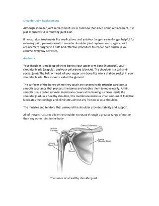Shoulder Joint Replacement Surgery pdf | Shri Ramchandra Joint Relacement Centre in Guntur | Vijayawada | Prakasam |