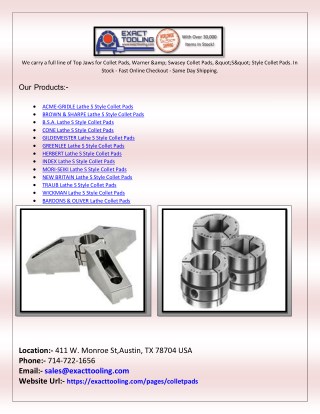 JONES & LAMSON Lathe Collet Pads