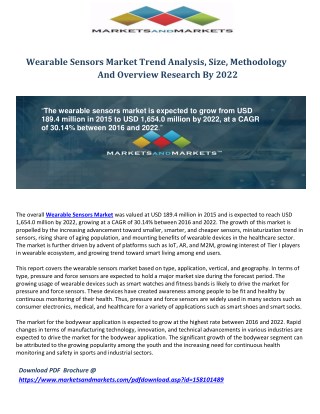 Wearable Sensors Market Trend Analysis, Size, Methodology And Overview Research By 2022