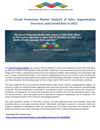 Circuit Protection Market Analysis of Sales, Overview, Segmentation and Growth Rate to 2022