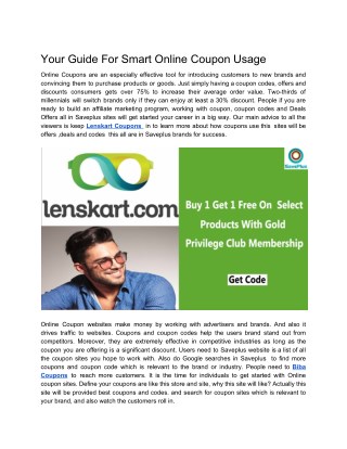 Your Guide For Smart Online Coupon Usage