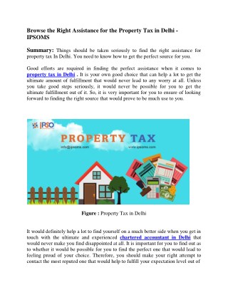 Browse the Right Assistance for the Property Tax in Delhi - IPSOMS