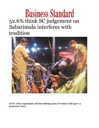 52.6% think SC judgement on Sabarimala interferes with tradition