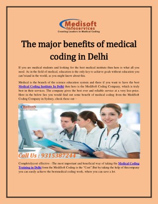 The major benefits of medical coding in Delhi