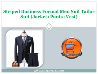 Striped Business Formal Men Suit Tailor Suit (Jacket Pants Vest)