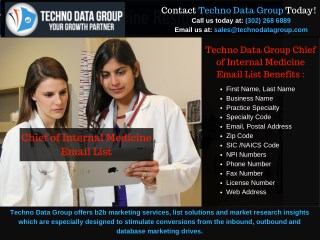 Chief of Internal Medicine Email List | Medical Lists