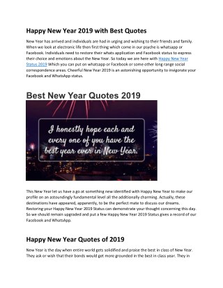Happy new year 2019 with best quotes