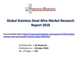 Stainless Steel Wire Industry Growth, Status, CAGR, Value, Share and 2018-2025 Future Prediction