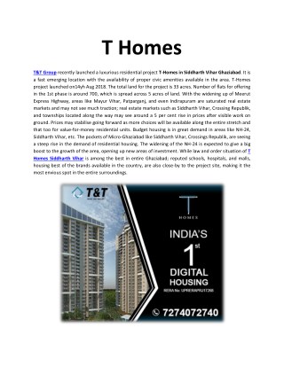 T-Homes in Siddharth Vihar Ghaziabad