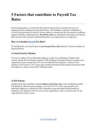 5 Factors that contribute to Payroll Tax Rates